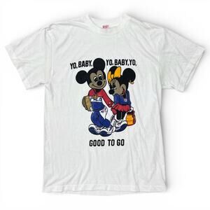 Vintage 80s Yo Baby Yo Mickey and Minnie Mouse Single Stitch T Shirt Disney XL